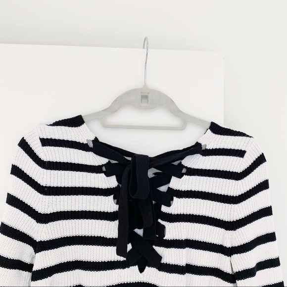 BRAND NEW!  LOFT Striped Lace Up Sweater - Picture 6 of 7